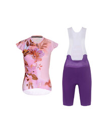 RIVANELLE Cyklistický krátky dres a krátke nohavice - MISS FLOWERY - fialová/ružová